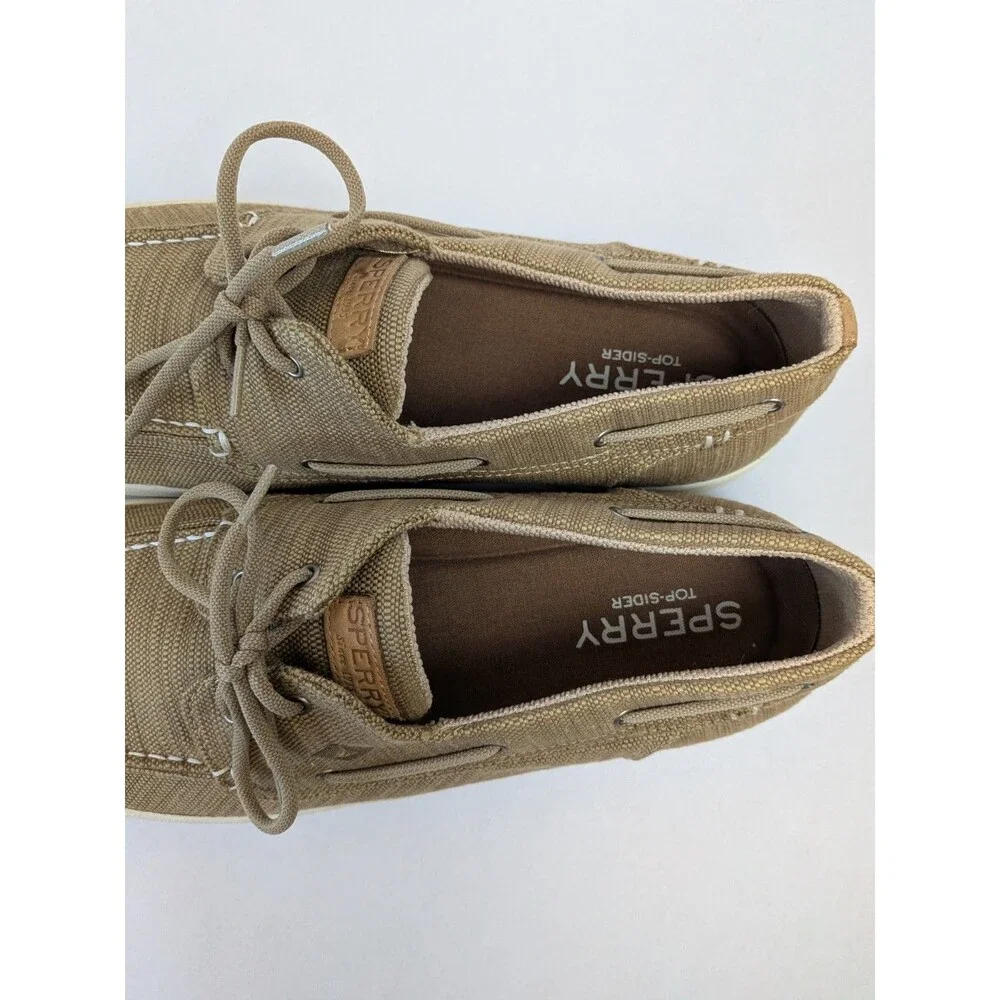 Sperry Shoes Men's Size 13 Bahama Boat Hybrid Slip On Baja Linen Beige Canvas